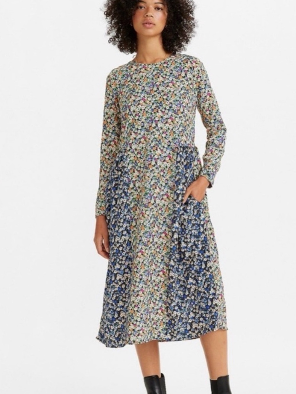Levi's Ronan Floral Multi Color Patchwork Print Maxi Dress Small